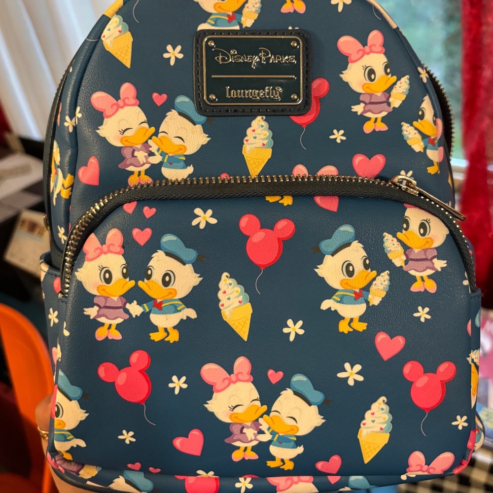 Disney Parks Loungefly Baby Donald and Daisy In Love Backpack